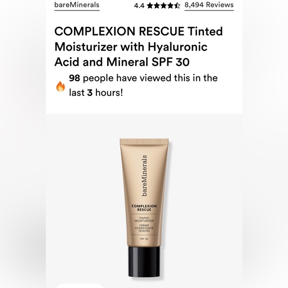 NIB bareMinerals Complexion Rescue Tinted Moisturizer Natural Pecan Full size - Picture 1 of 7